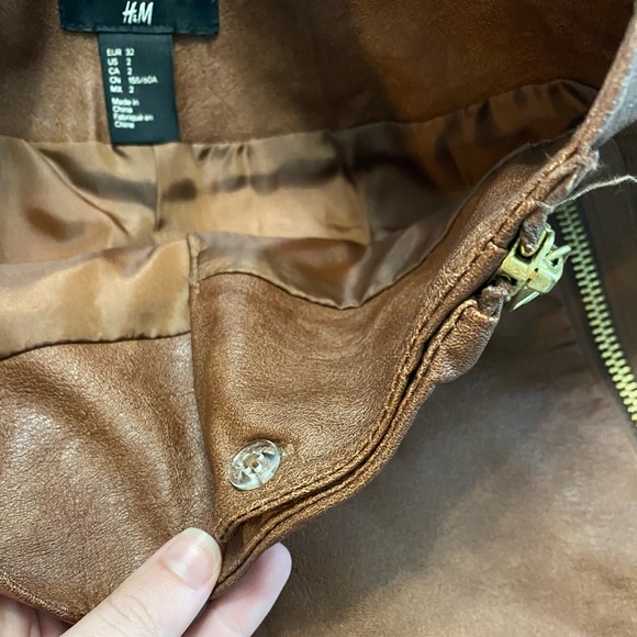 H&M Skirts Hm Brown Leather Mini Skirt Poshmark